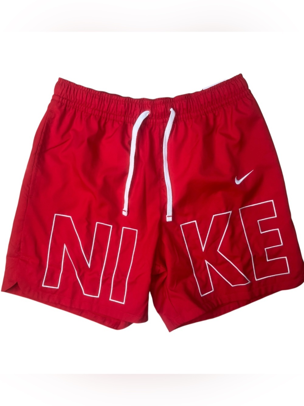 Sz Small Nike Red Athletic Swim Shorts with White Accents